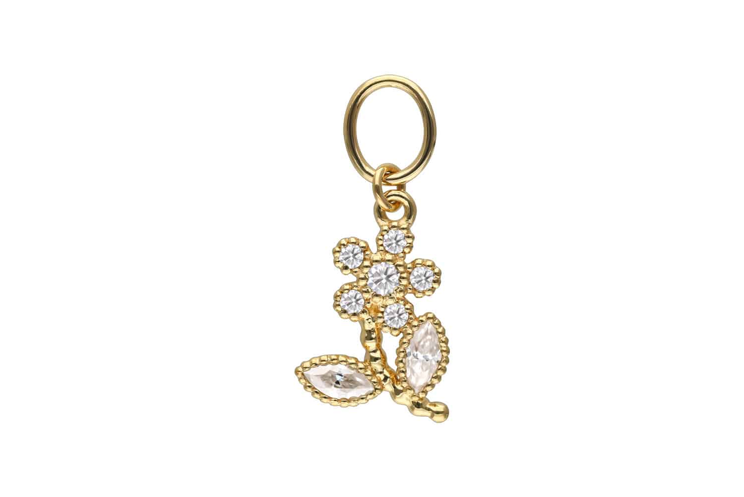 18 Karat Gold Anhänger für Clicker MOISSANIT-BLUME von Piercingline
